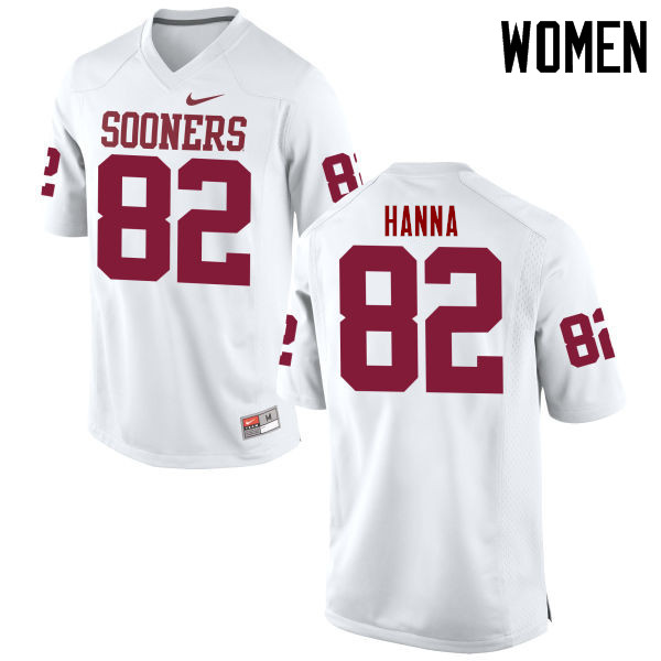Women Oklahoma Sooners #82 James Hanna College Football Jerseys Game-White
